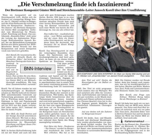 Ensemble EDEN Günter Möll - BNN Interview